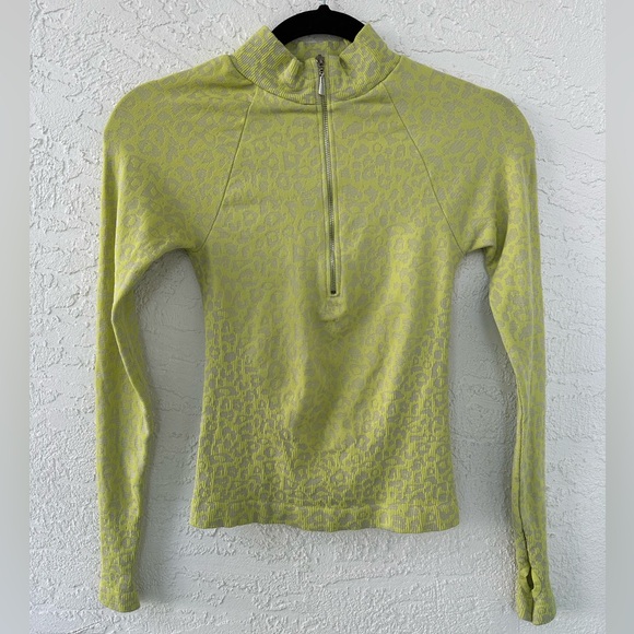 Free People Movement Leopard Top Long Sleeve Layering Lime XS - Picture 3 of 13